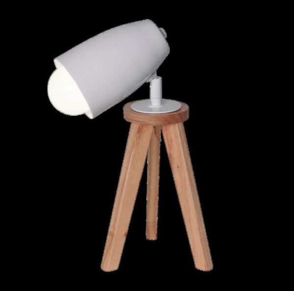 LAMPARA MESA TRIPODE ALT 33 CM MADERA CAMPANA DE METAL EN BLANCO E27 "TRIP"