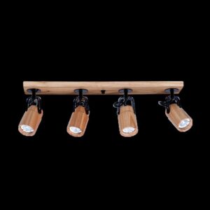 APLIQUE 4-L GU10-E27 MADERA CABEZAL 10 CM BASE 65 CM