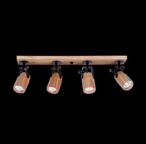 APLIQUE 4-L GU10-E27 MADERA CABEZAL 10 CM BASE 65 CM