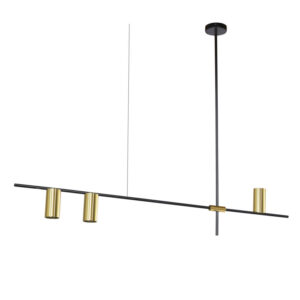 COLGANTE LINEA METAL 3 E27 NEG-DOR 550X1230