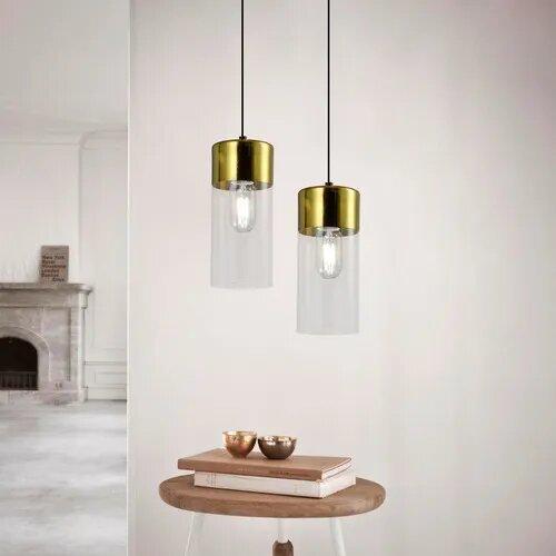 COLGANTE GURION BOINA ORO/CROMO VIDRIO ALARGADO E27 ALT 210MM