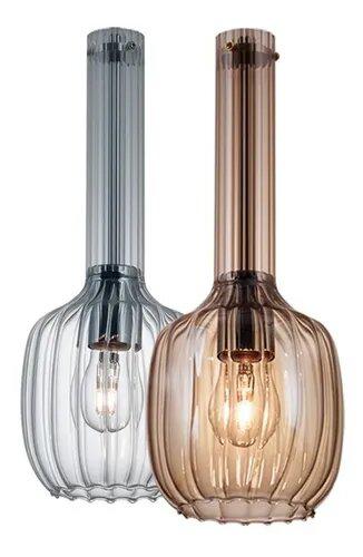 COLGANTE 4-L VIDRIO AMBAR ACANALADO P/E27