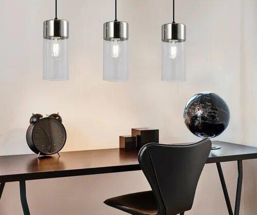 COLGANTE GURION BOINA ORO/CROMO VIDRIO ALARGADO E27 ALT 210MM