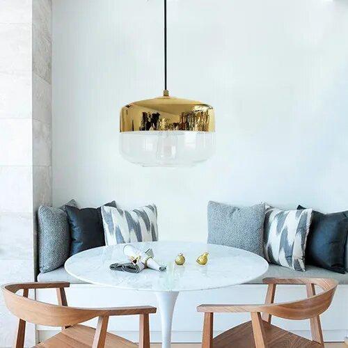 COLGANTEE DAYAN BOINA ORO/CROMO VIDRIO CHATO E27 250X170