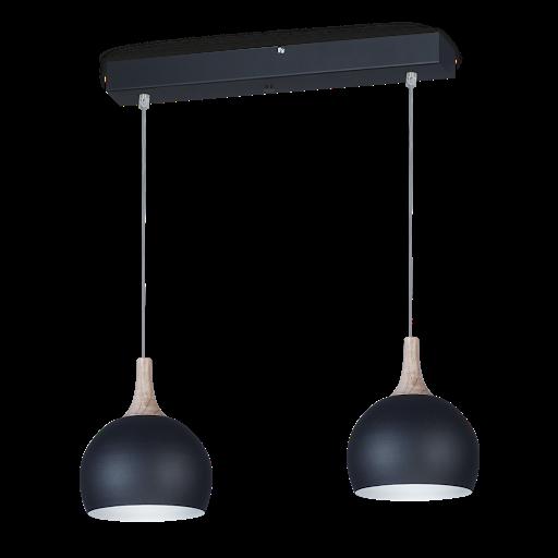 COLGANTE ESCOCIA E27 BOCHA NEGRO DETALLE MADERA