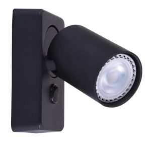 VELADOR CON TECLA P/PARED ALUMINIO NEGRO P/1 DICRO C/MOV DOBLE CARDANICO "K I "