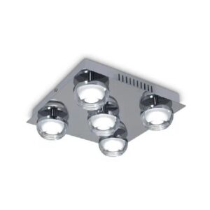 PLAFON CUADRADO CROMO C/TULIPAS DE ACRI LED 5-L LED 5W "ACRI P"