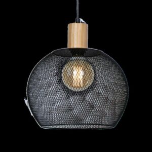 COLGANTE MADERA Y REJILLA NEG/BL DIAM 30CM PARA E27 "RED"
