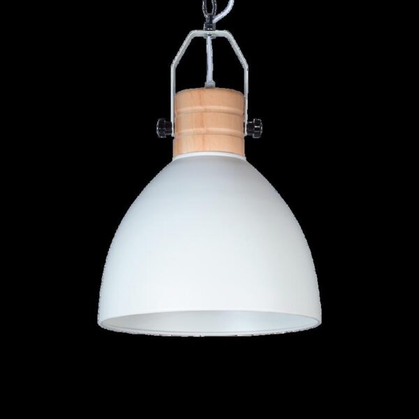 COLGANTE CHAPA Y MADERA 30CM BLANCA "BRG"