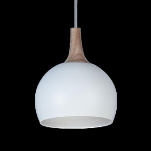 COLGANTE ESCOCIA E27 BOCHA BLANCA DETALLE MADERA