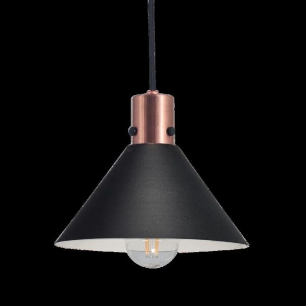 PANTALLA MUELLE E27 PANATALLA PINTADA DIAM 20CM  CULOTE COBRE BRILLO