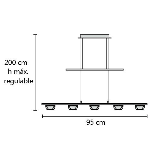 COLGANTE LINEAL LIER C/TULIPAS LED 5-L 5W  "ACRI"