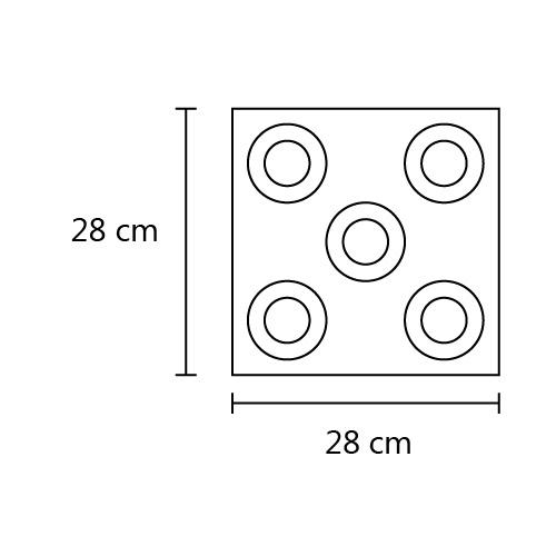 PLAFON CUADRADO CROMO C/TULIPAS DE ACRI LED 5-L LED 5W "ACRI P"