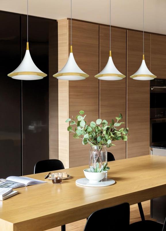 COLGANTE 4-L 7W CHAPA BCO/NEG INTERIOR DORADO