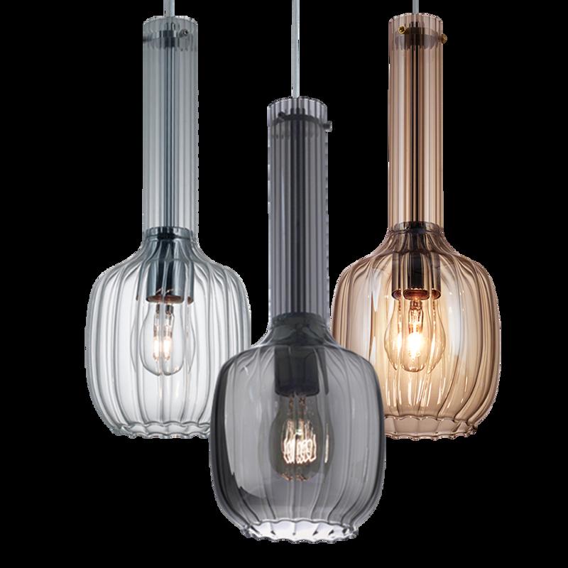 COLGANTE 4-L VIDRIO AMBAR ACANALADO P/E27