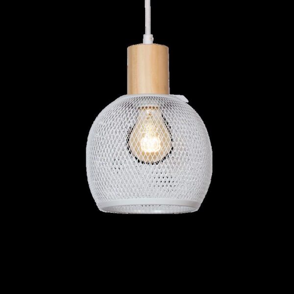 COLGANTE MADERA Y REJILLA NEG/BL DIAM 17CM PARA E27