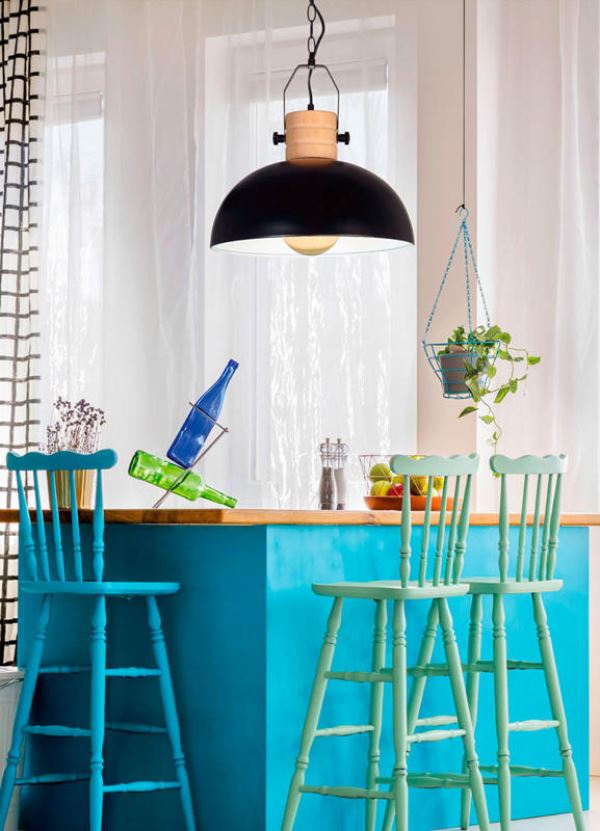 COLGANTE CHAPA Y MADERA 40CM NEGRA "CNC"